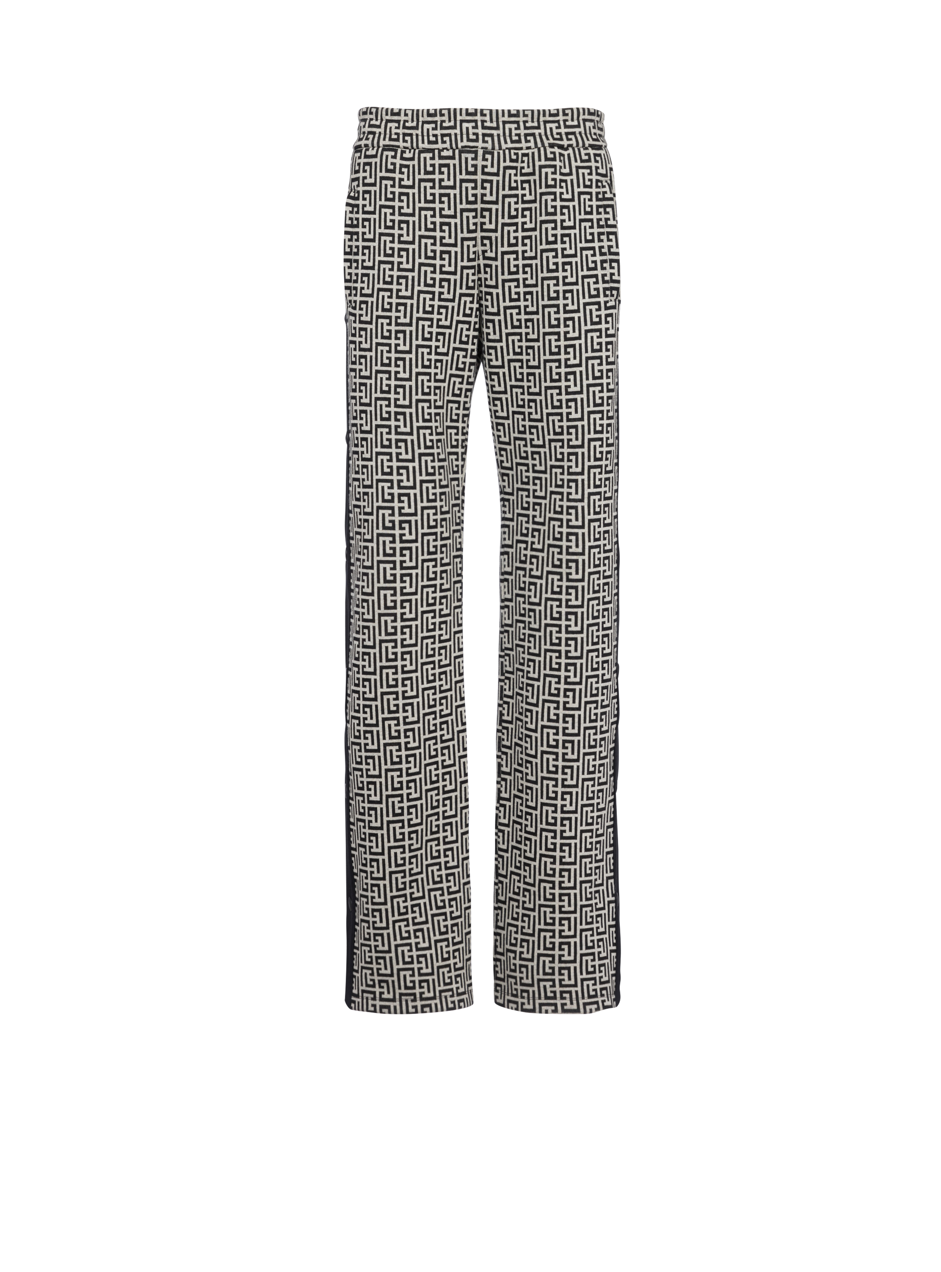 Pantaloni stile pigiama a gamba larga con monogramma Balmain e bottoni a pressione, nero