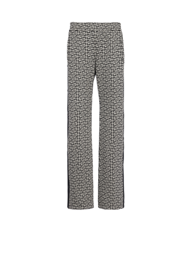 Pantaloni stile pigiama a gamba larga con monogramma Balmain e bottoni a pressione
