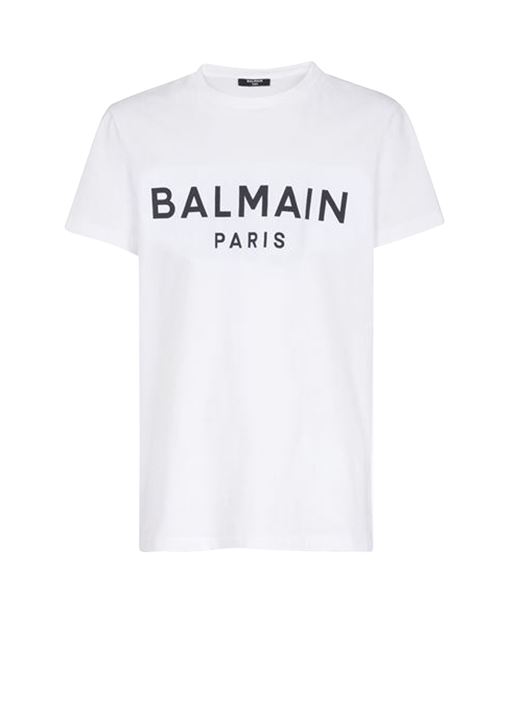 T-shirt in cotone eco-design con logo Balmain floccato, bianco, hi-res