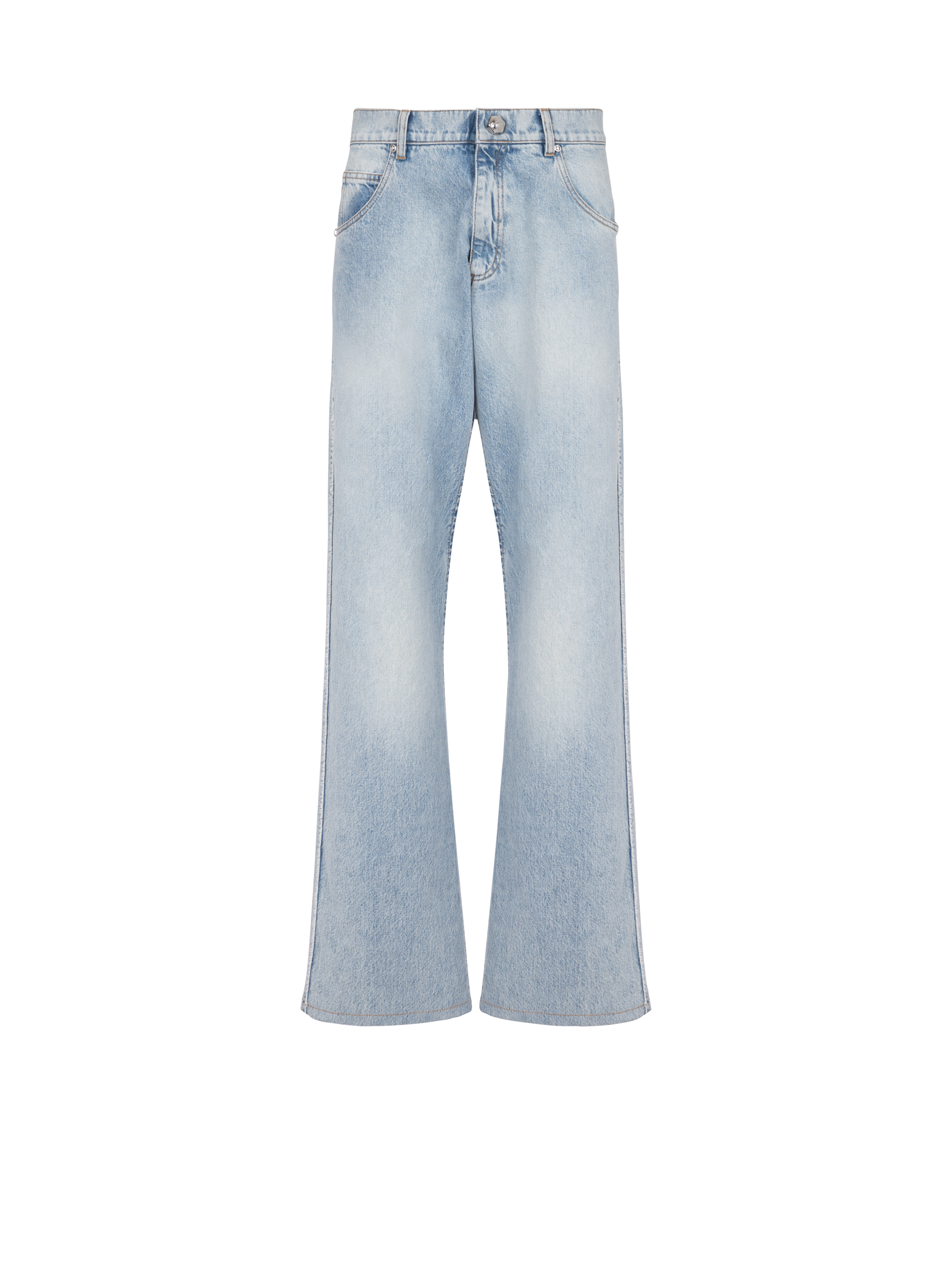 Jeans ampi in cotone, blu