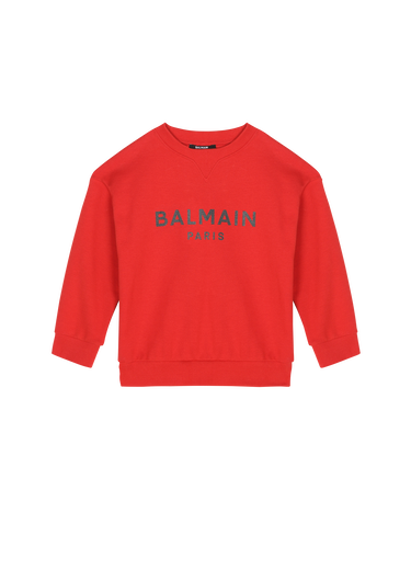 Pullover in cotone con logo Balmain
