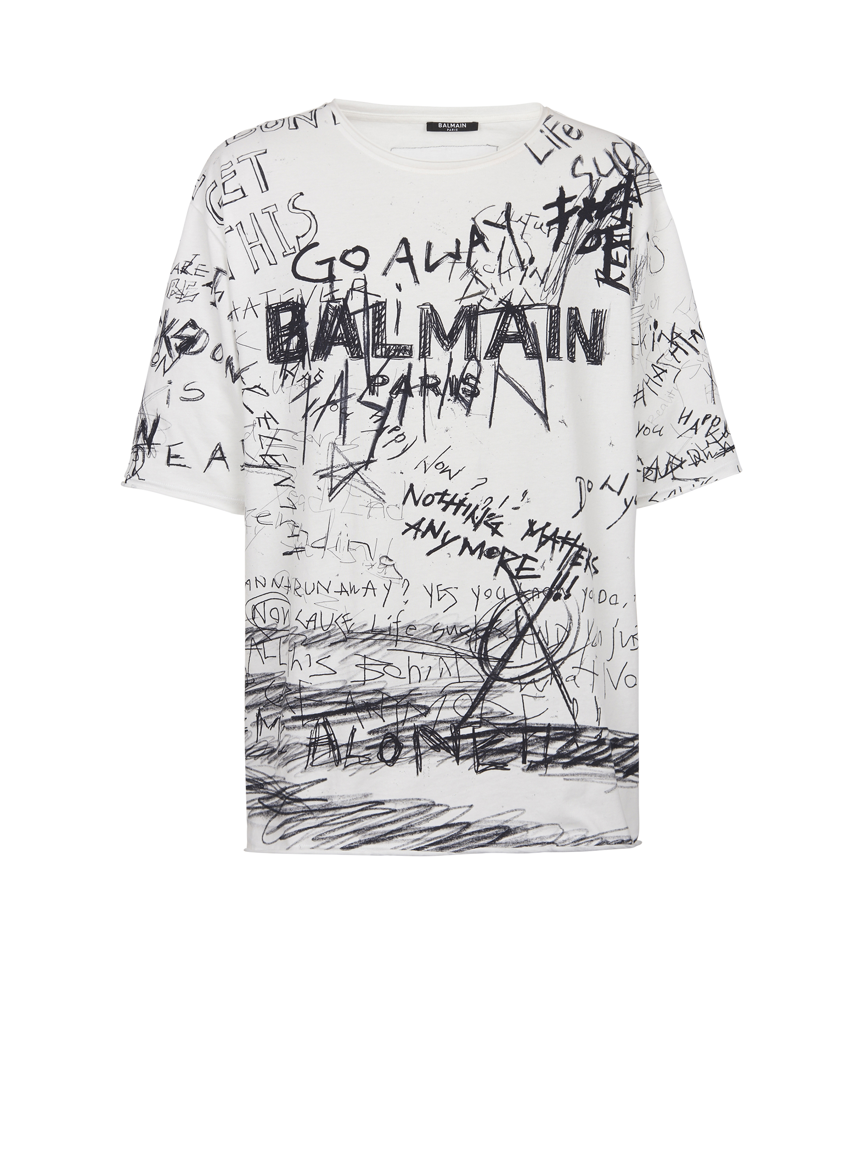 T-shirt oversize in cotone con stampa “GO AWAY”, bianco