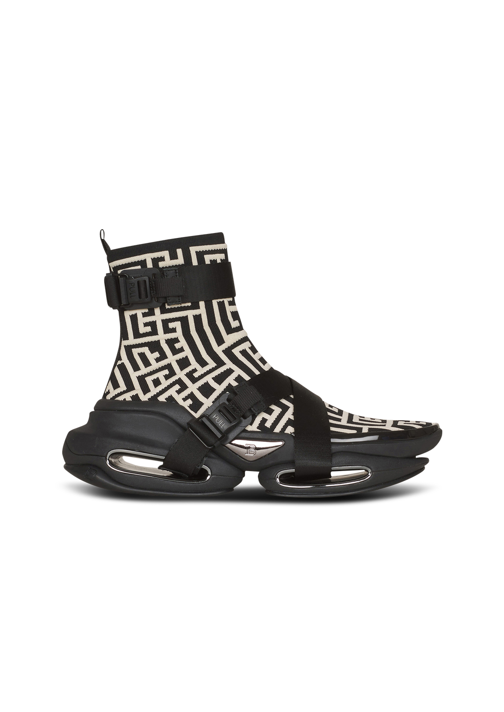 Sneakers alte B-Bold in maglia e camoscio bicolor, nero, hi-res