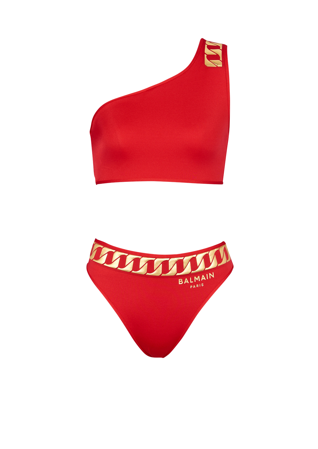 Bikini con logo Balmain, rosso, hi-res