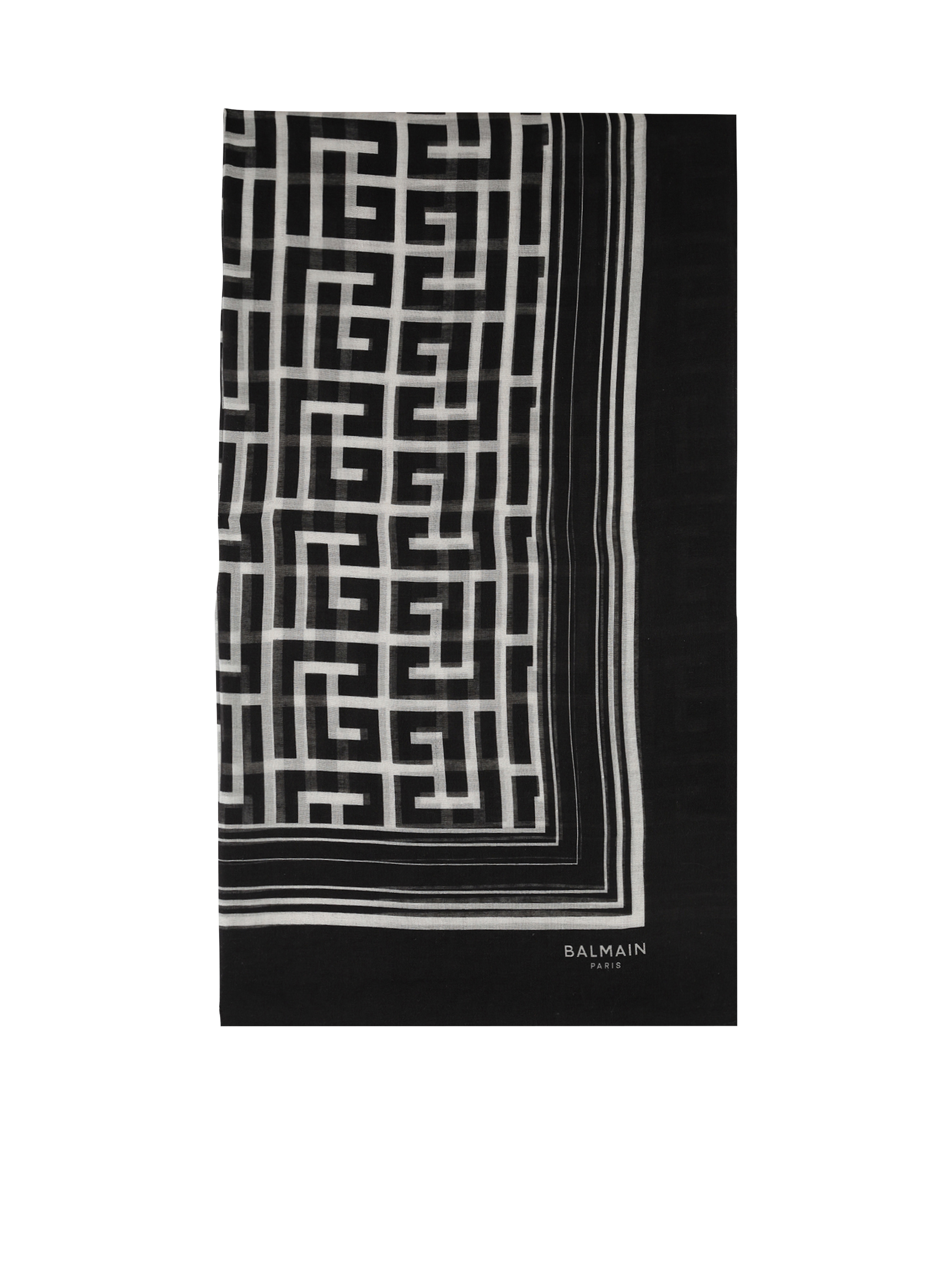 Foulard in cotone con monogramma Balmain, nero