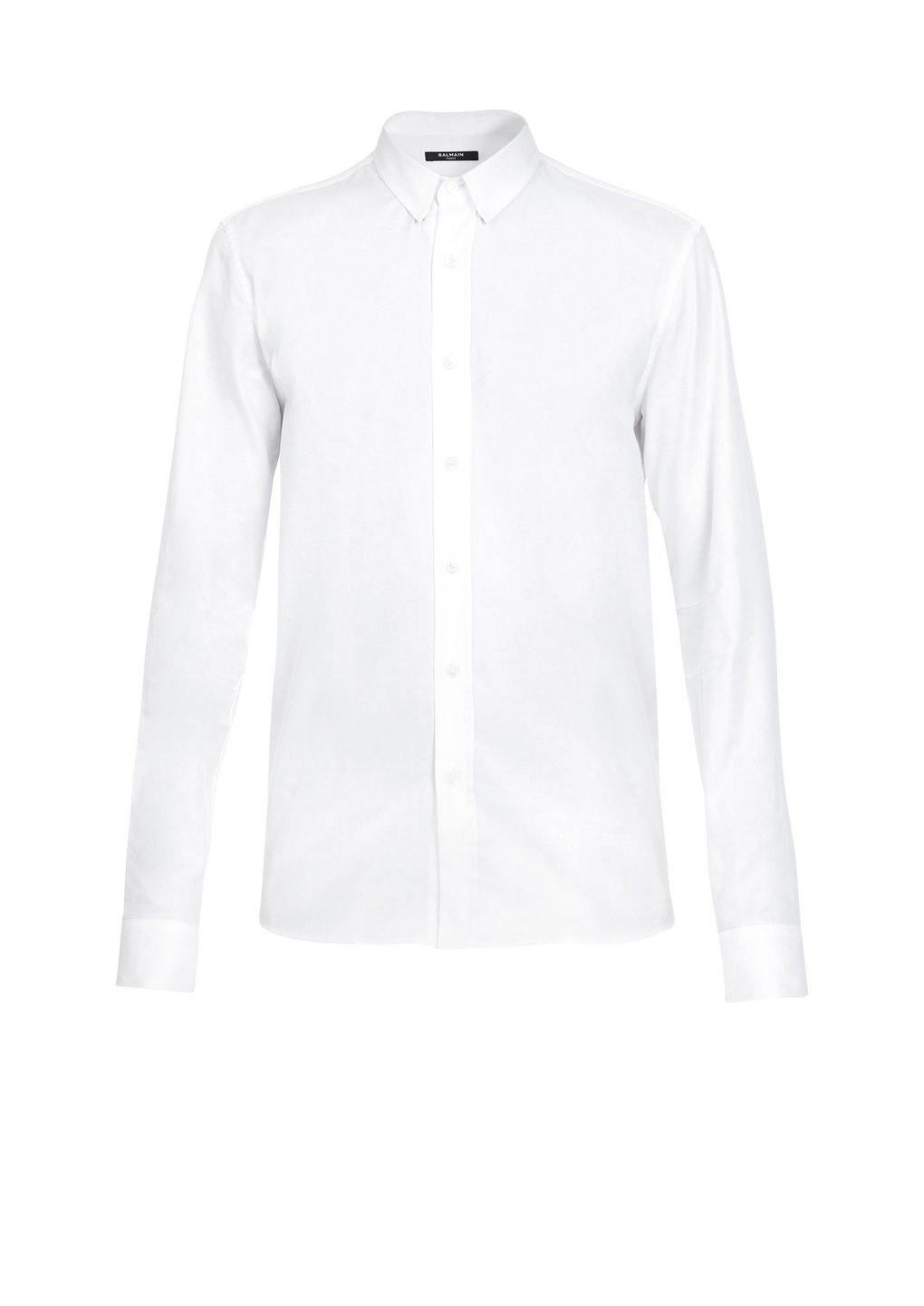 Camicia bianca aderente in cotone, bianco, hi-res