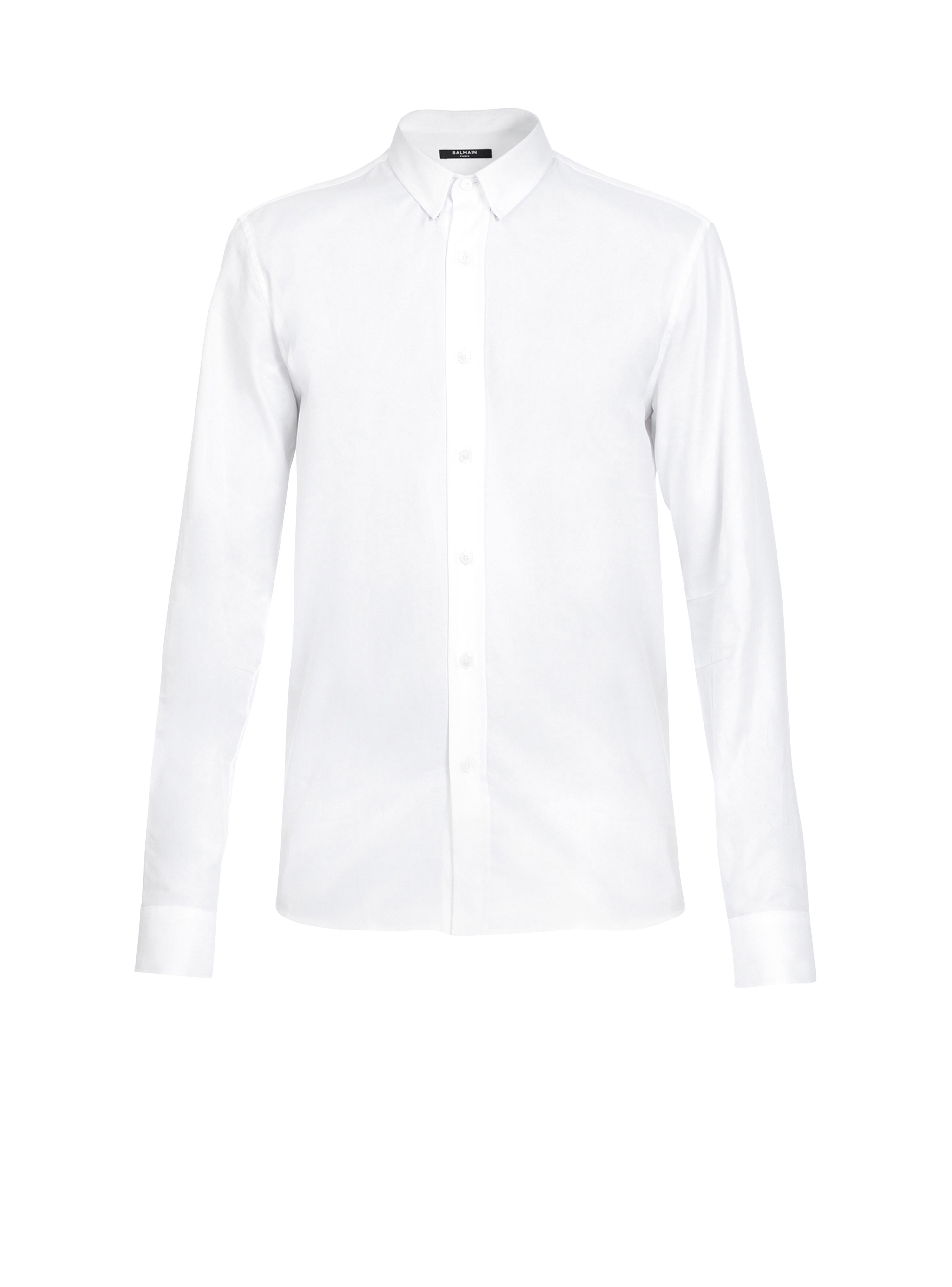 Camicia bianca aderente in cotone, bianco