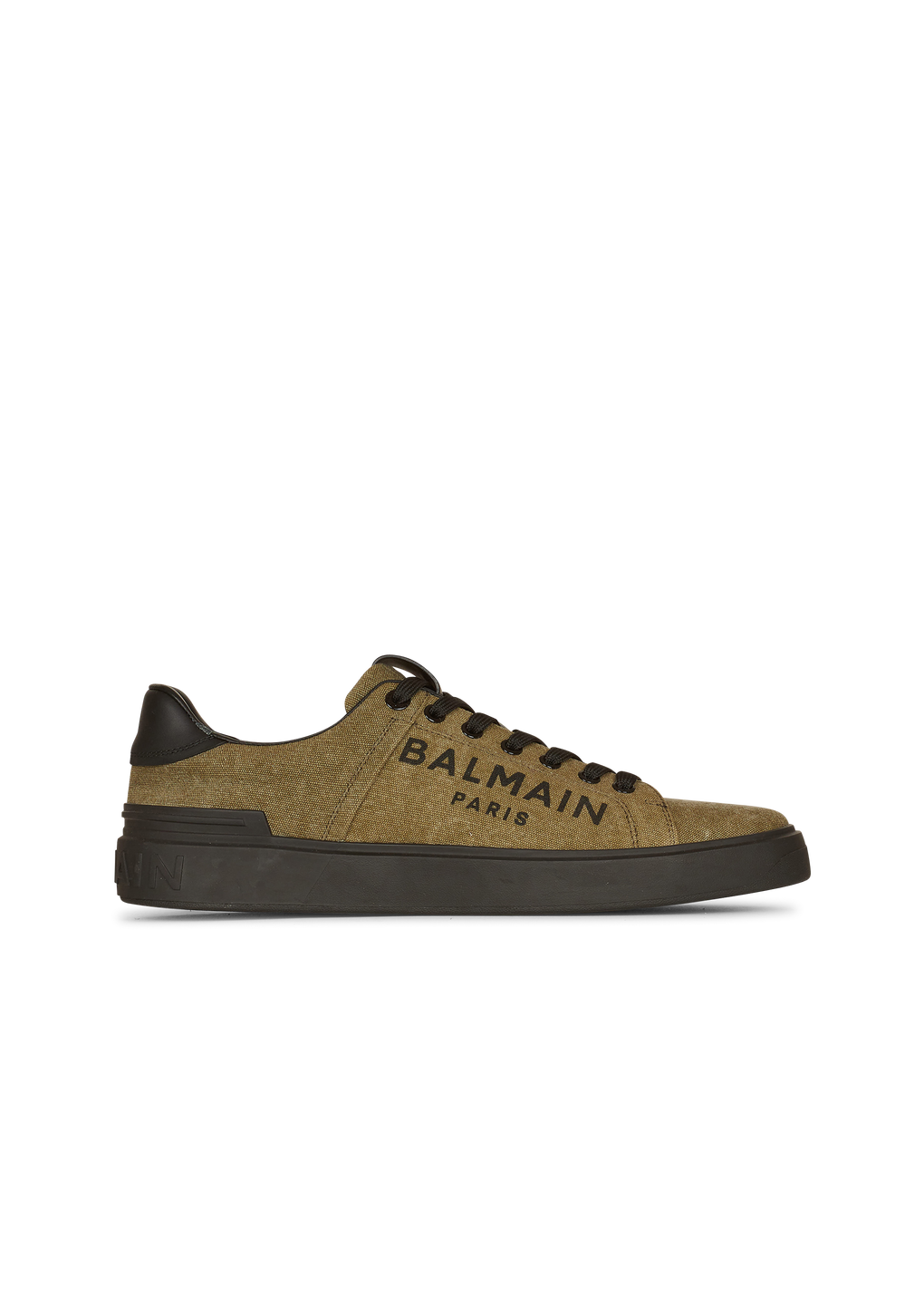 Sneakers B-Court in tela con logo Balmain, kaki, hi-res