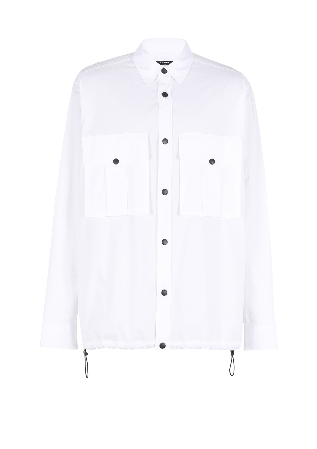 Camicia in nylon con monogramma Balmain, bianco, hi-res