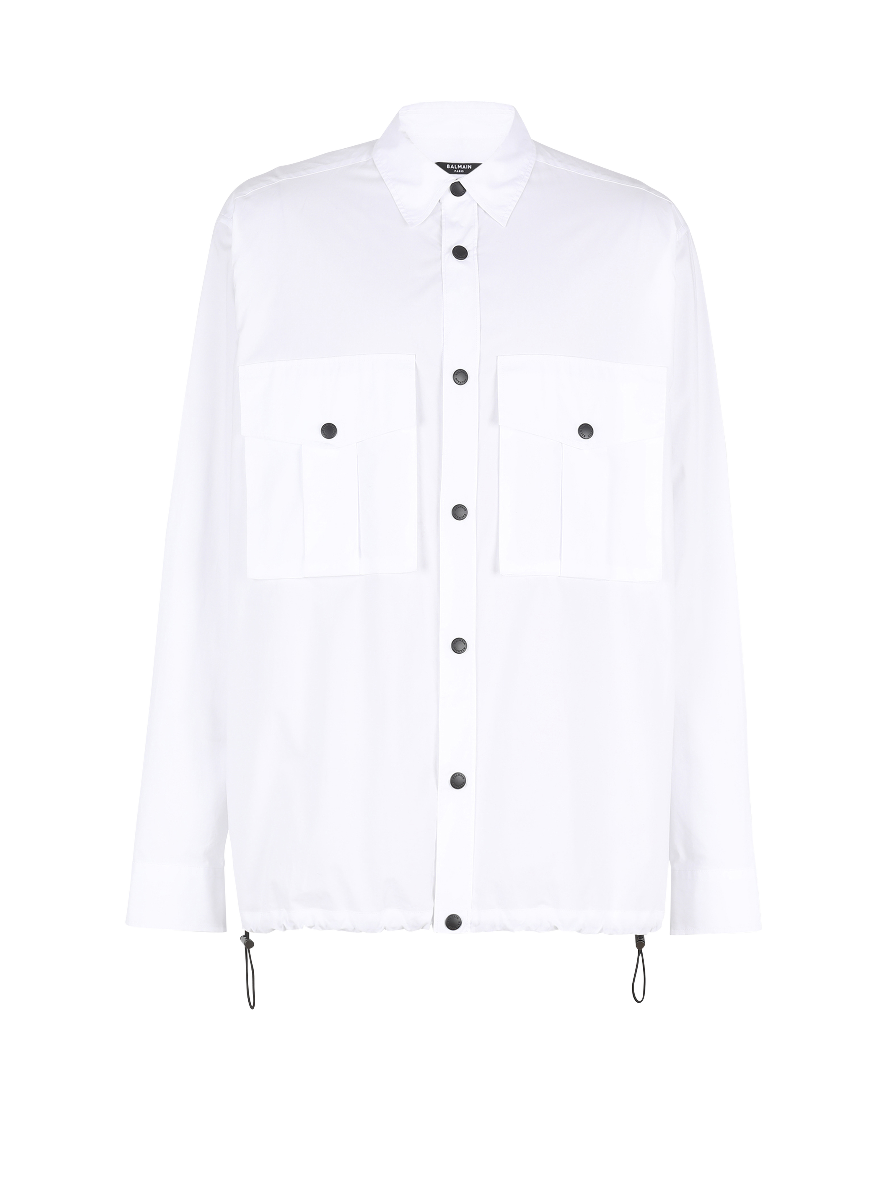 Camicia in nylon con monogramma Balmain, bianco