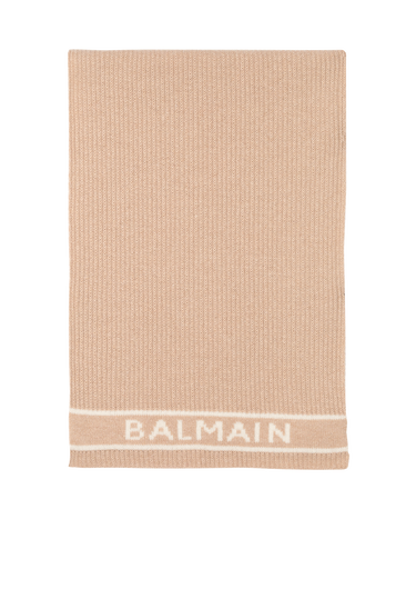 Sciarpa in lana e cashmere con logo Balmain ricamato