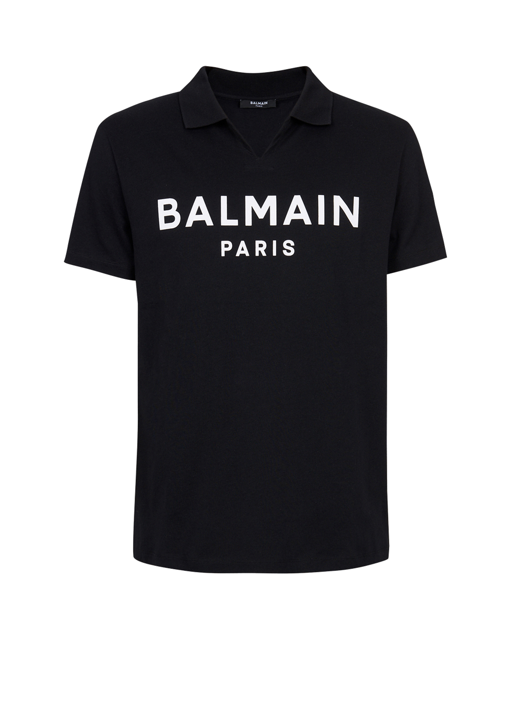 Polo in cotone con logo Balmain nero, nero, hi-res