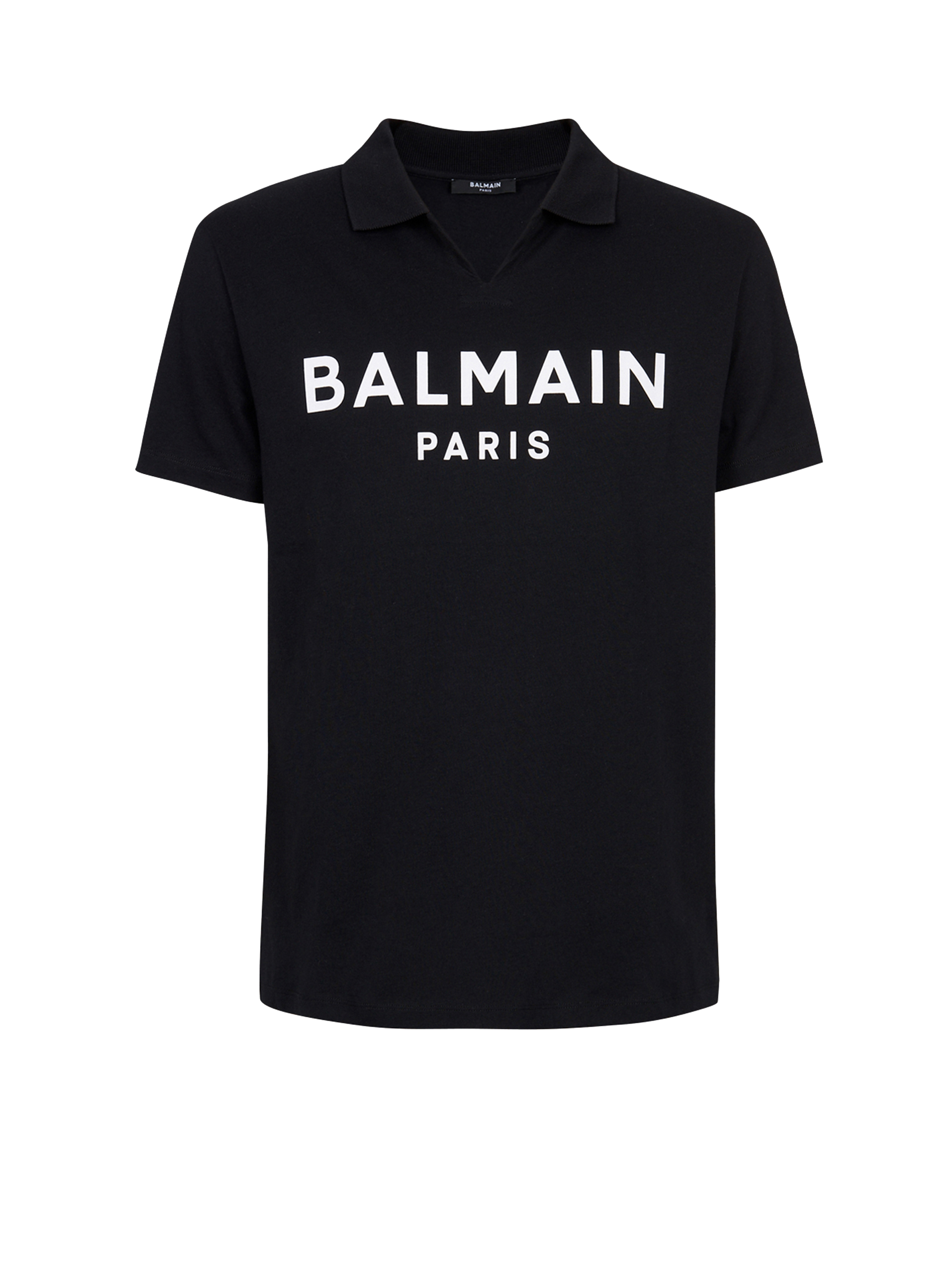 Polo in cotone con logo Balmain nero, nero