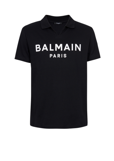 Polo in cotone con logo Balmain nero