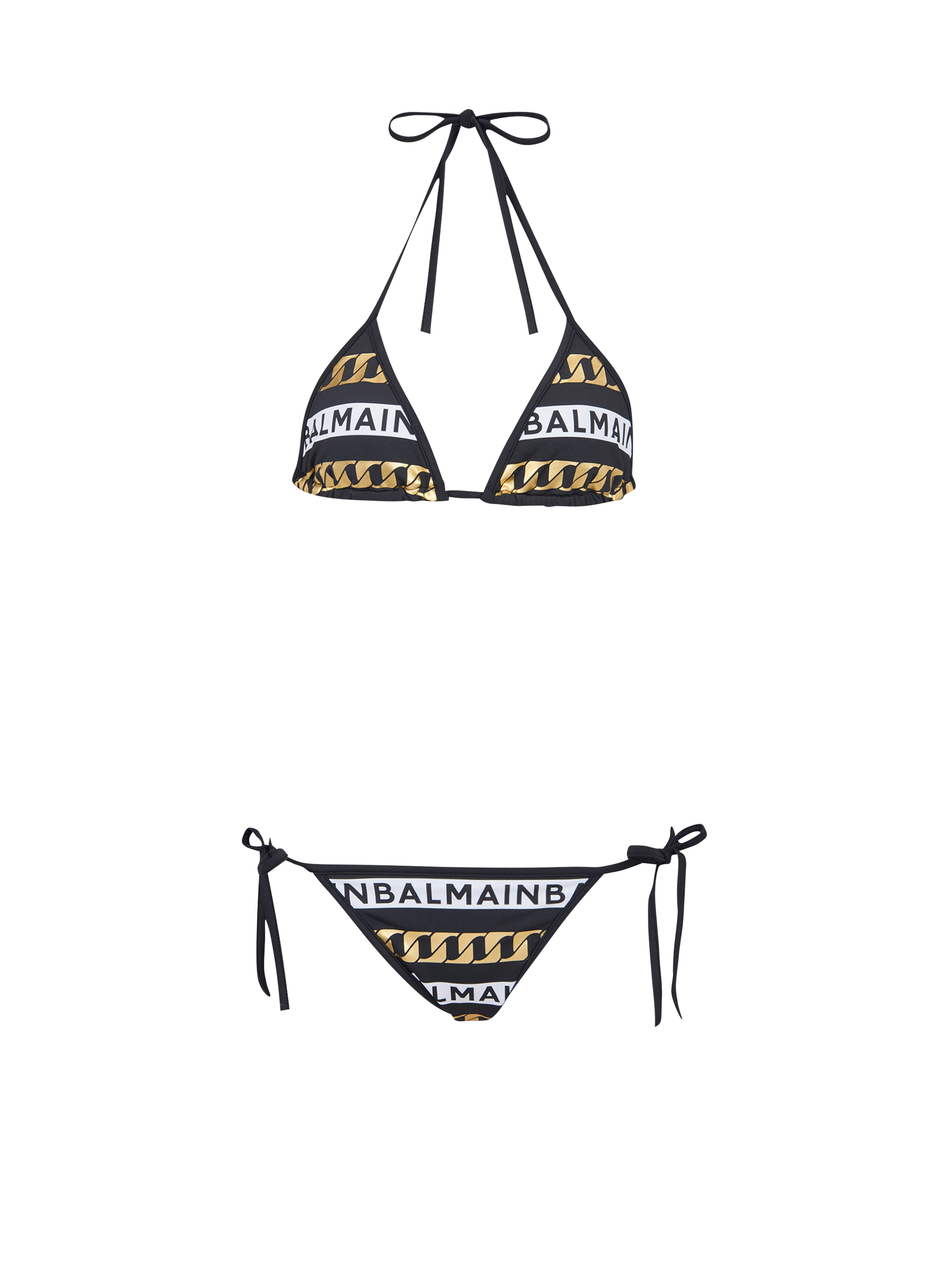 Bikini con logo Balmain, nero