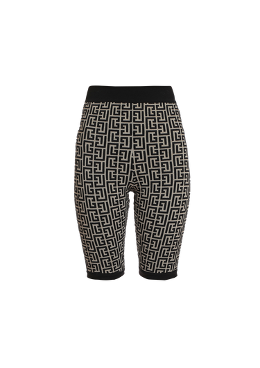 Shorts bicolore in maglia jacquard con monogramma Balmain
