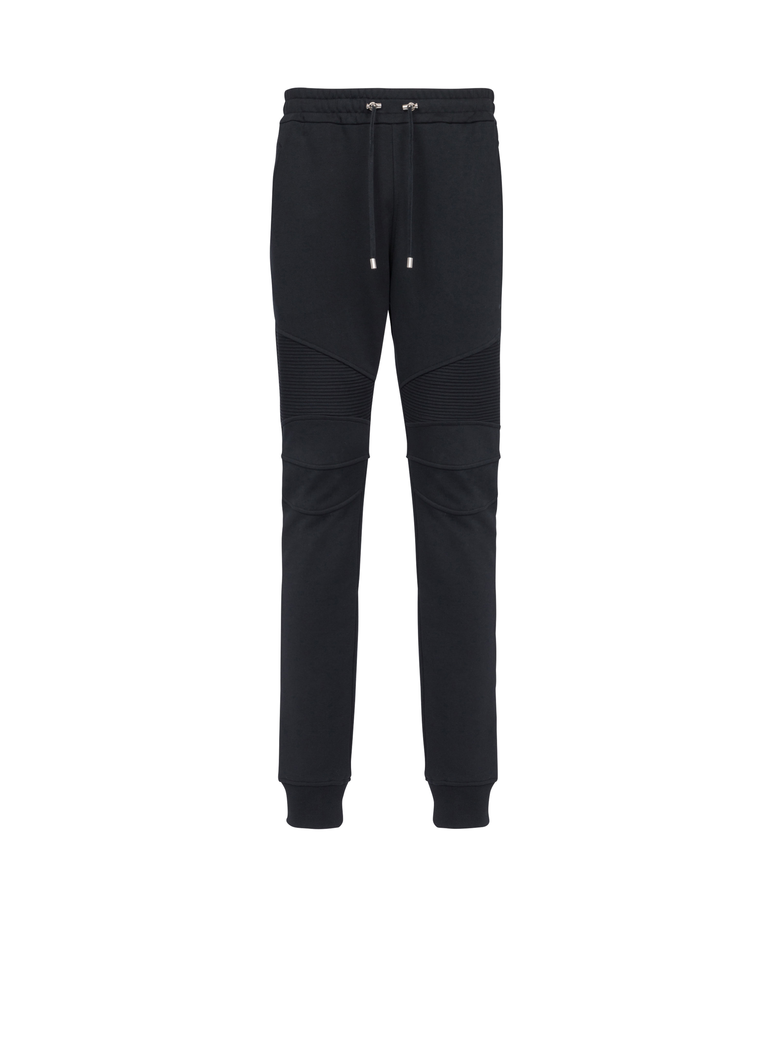 Pantaloni sportivi in cotone con logo Balmain Paris floccato, nero