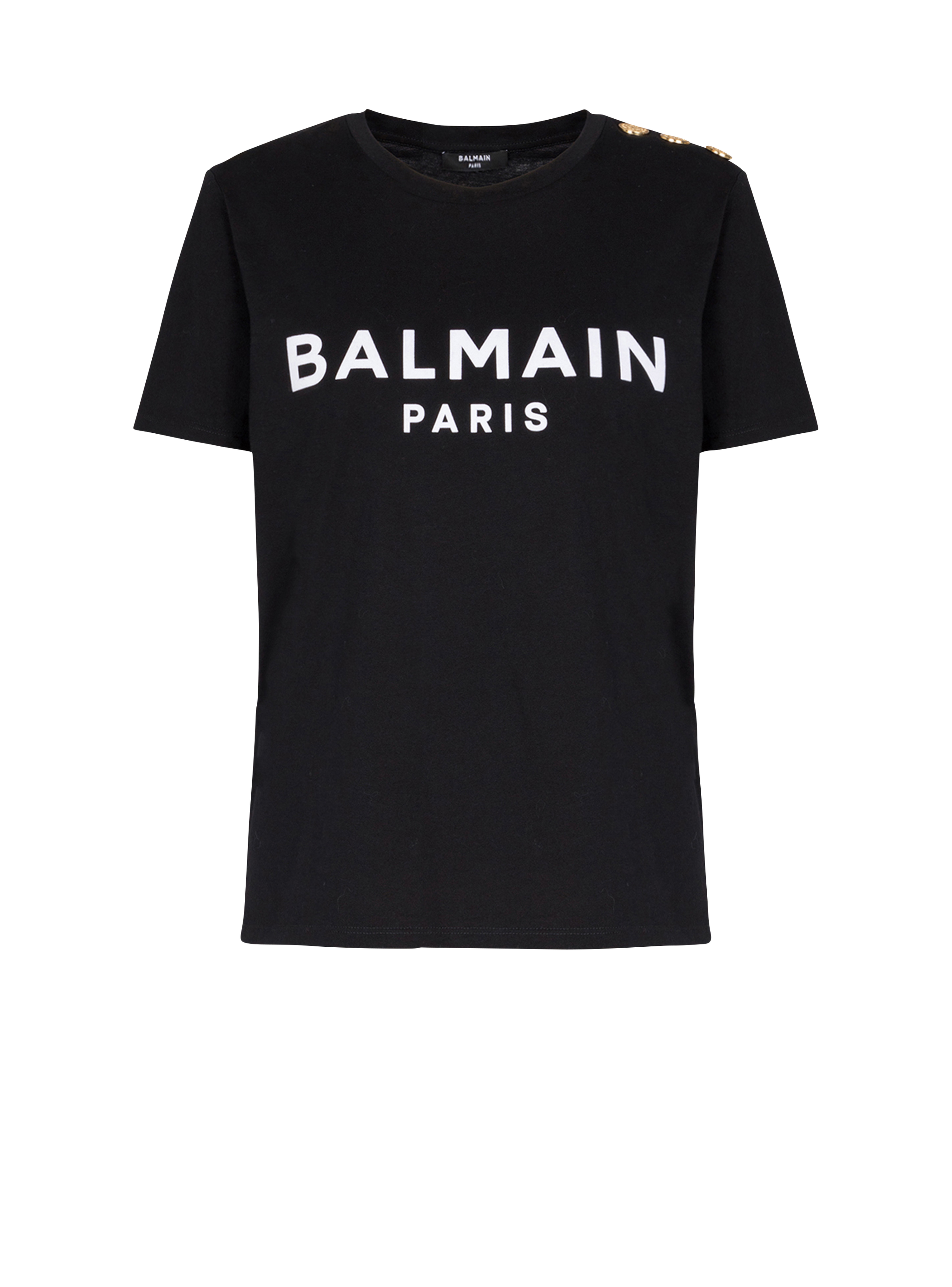 T-shirt in cotone con logo Balmain, nero