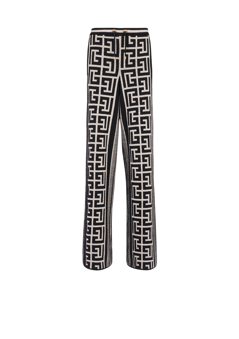 Pantaloni larghi con monogramma Balmain, nero, hi-res