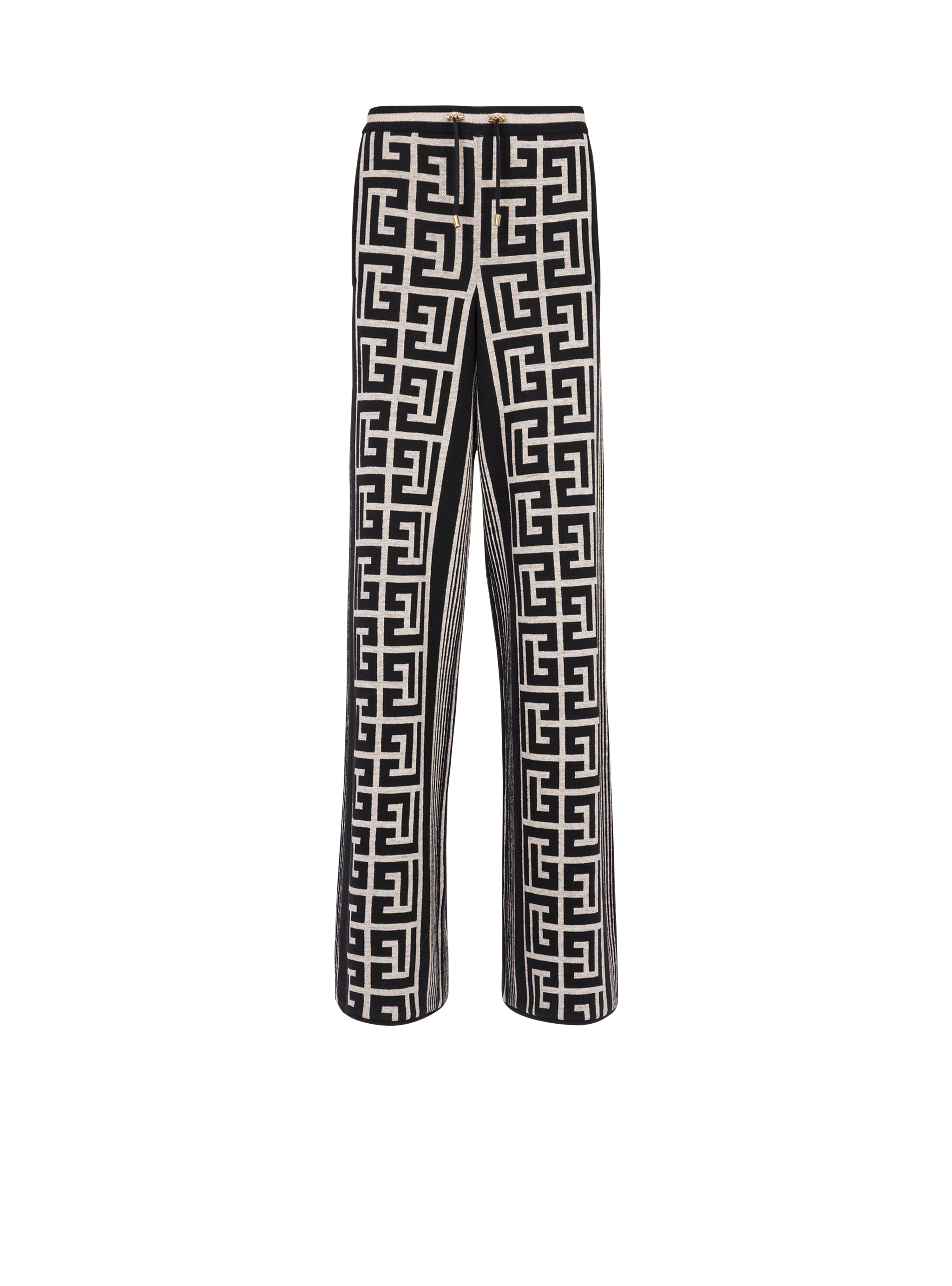 Pantaloni larghi con monogramma Balmain, nero