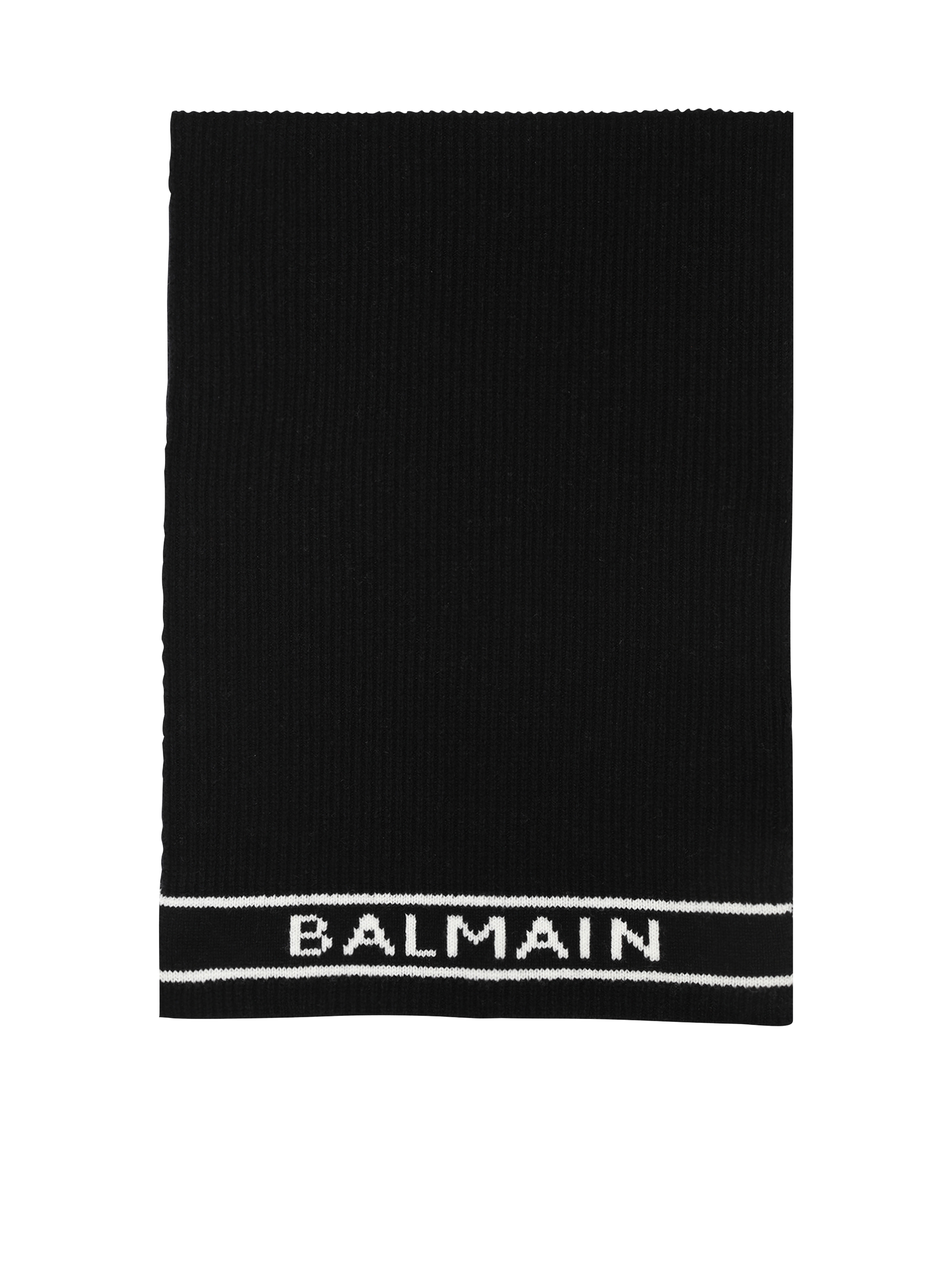 Sciarpa in lana con logo Balmain, nero