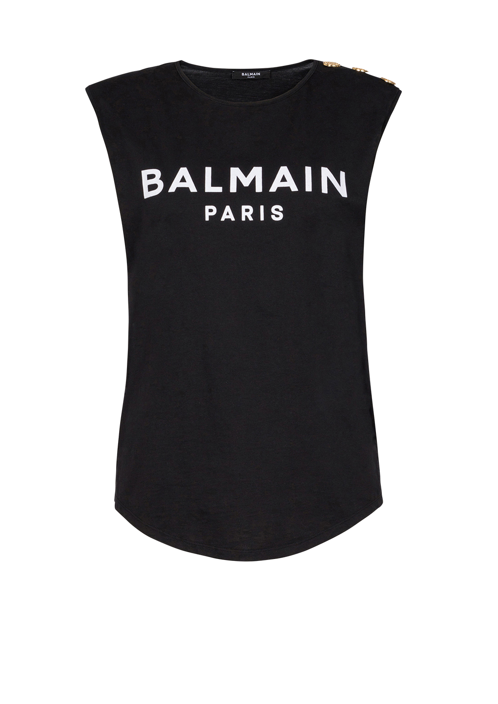 T-shirt in cotone con logo Balmain, nero, hi-res