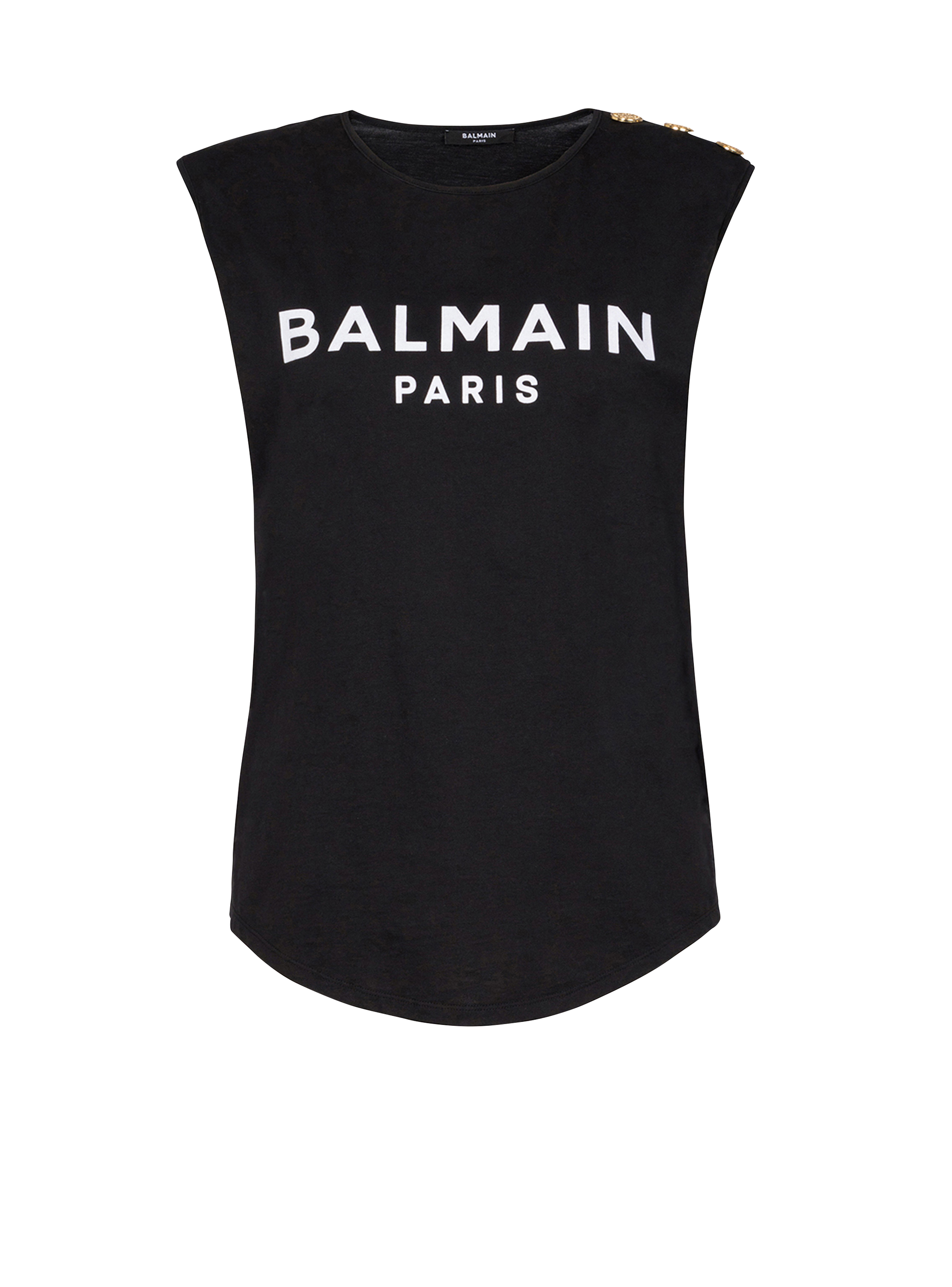 T-shirt in cotone con logo Balmain, nero