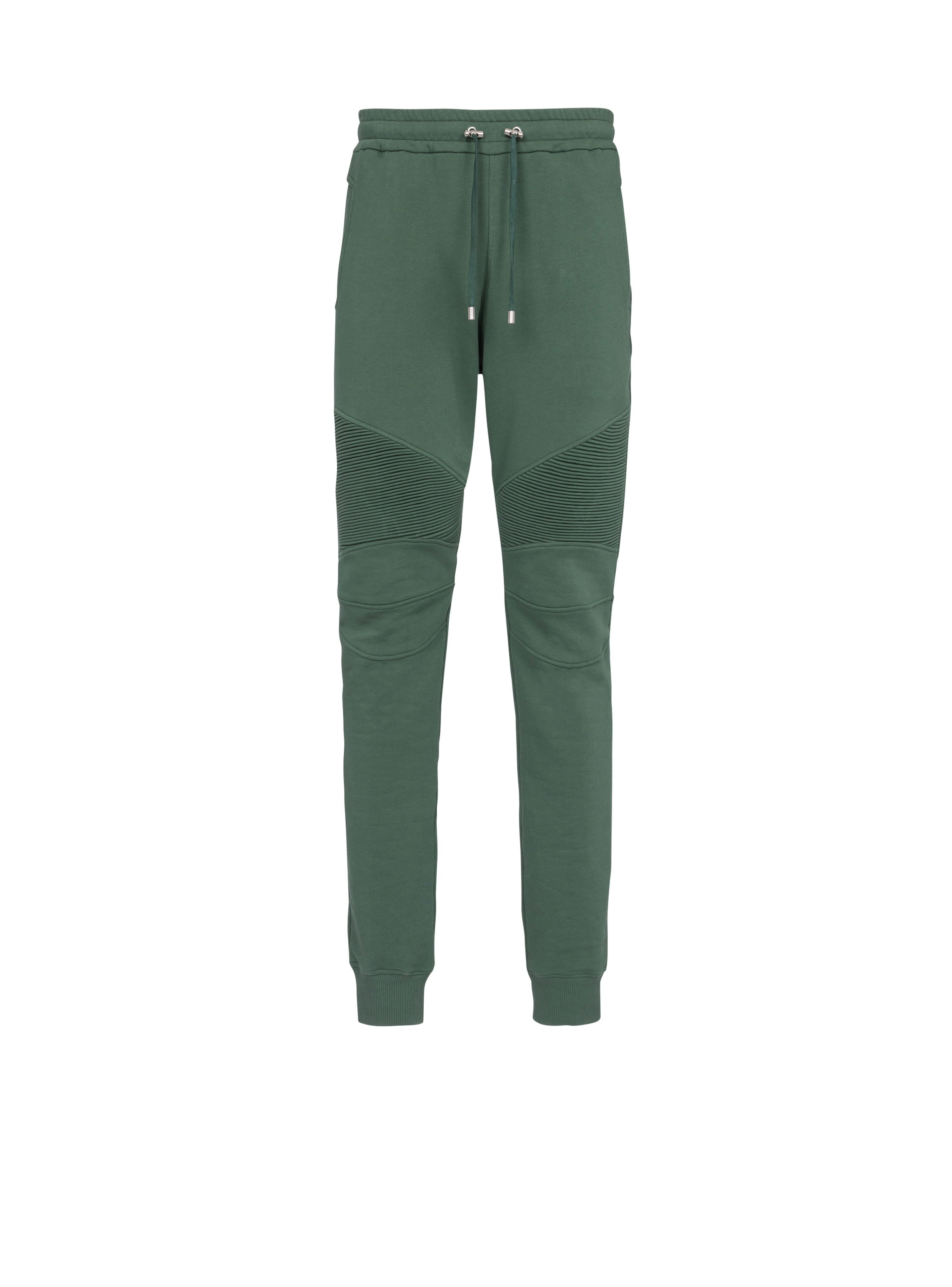 Pantaloni sportivi in cotone con logo Balmain Paris floccato, verde