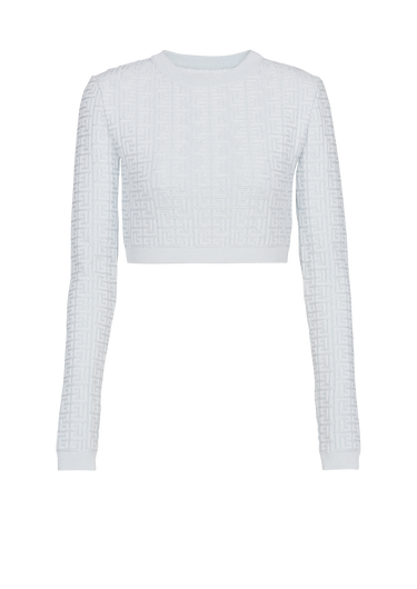 Pullover corto in maglia con monogramma Balmain