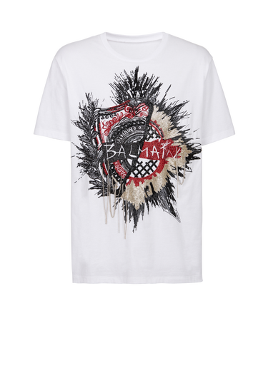 T-shirt oversize in cotone con logo Balmain ricamato