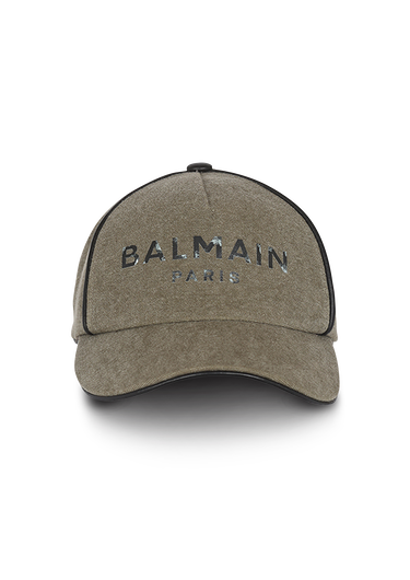 Cappellino in tela di cotone con logo Balmain Paris