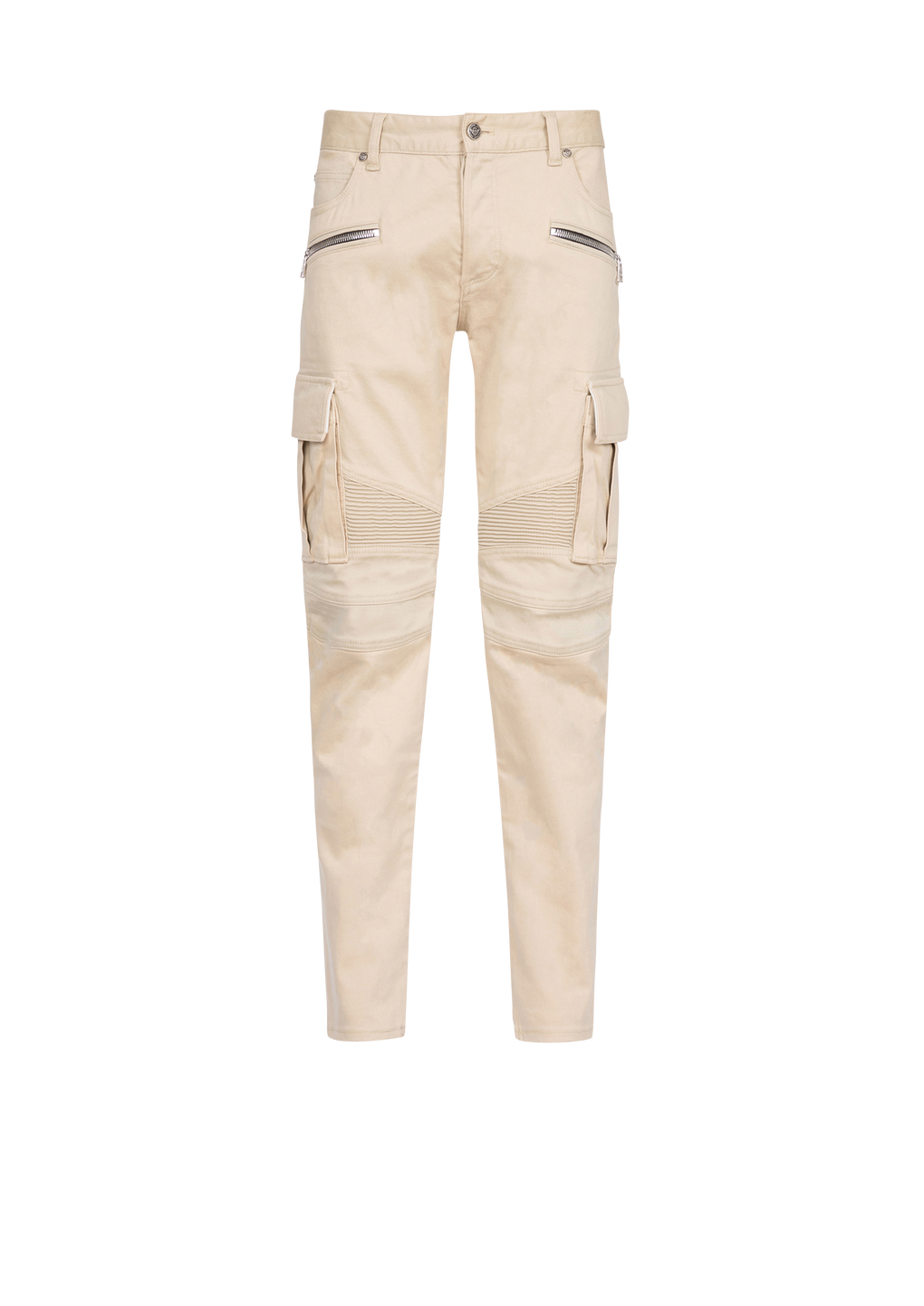 Pantaloni cargo in cotone, beige, hi-res