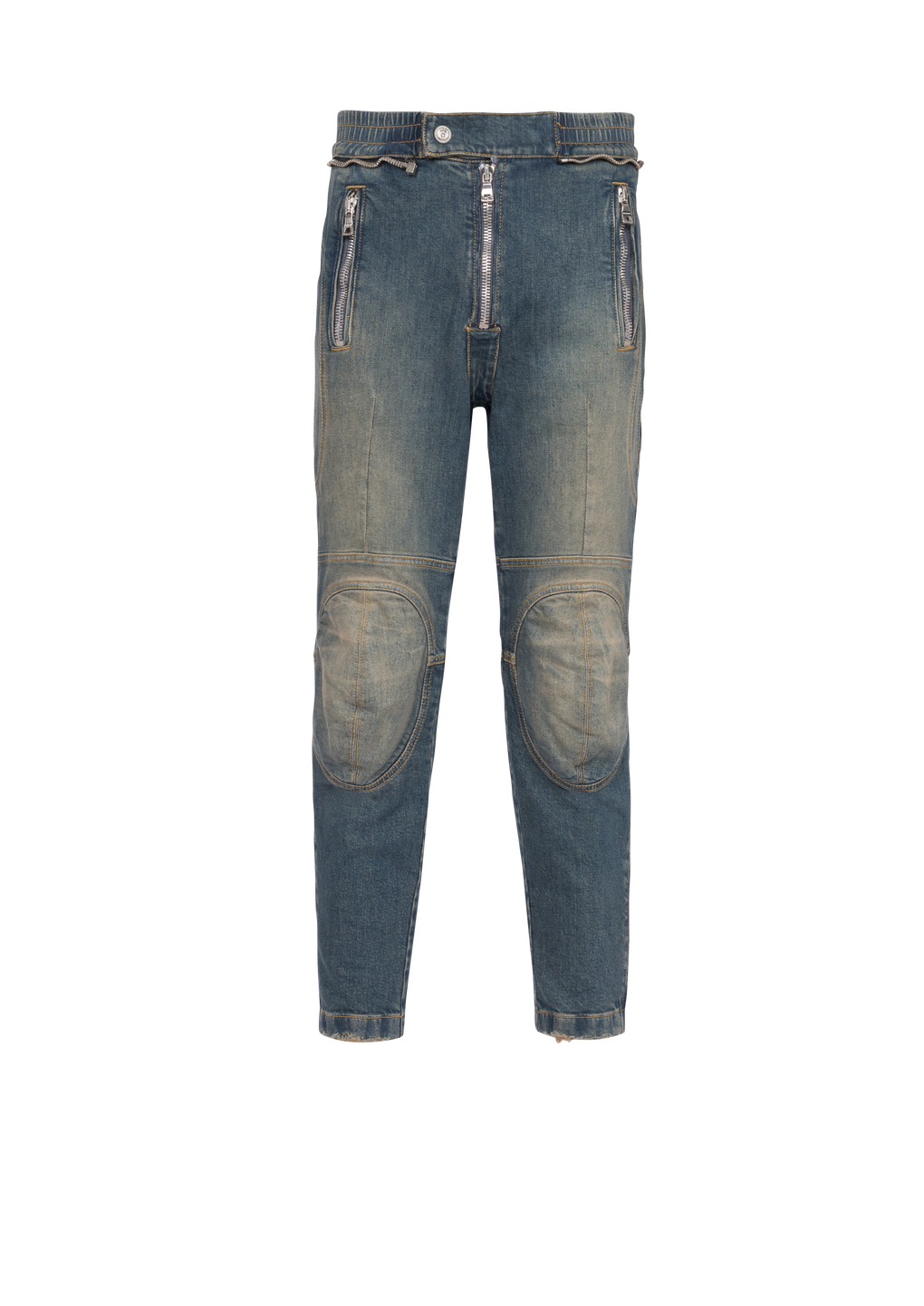 Jeans in cotone con strappi, blu, hi-res
