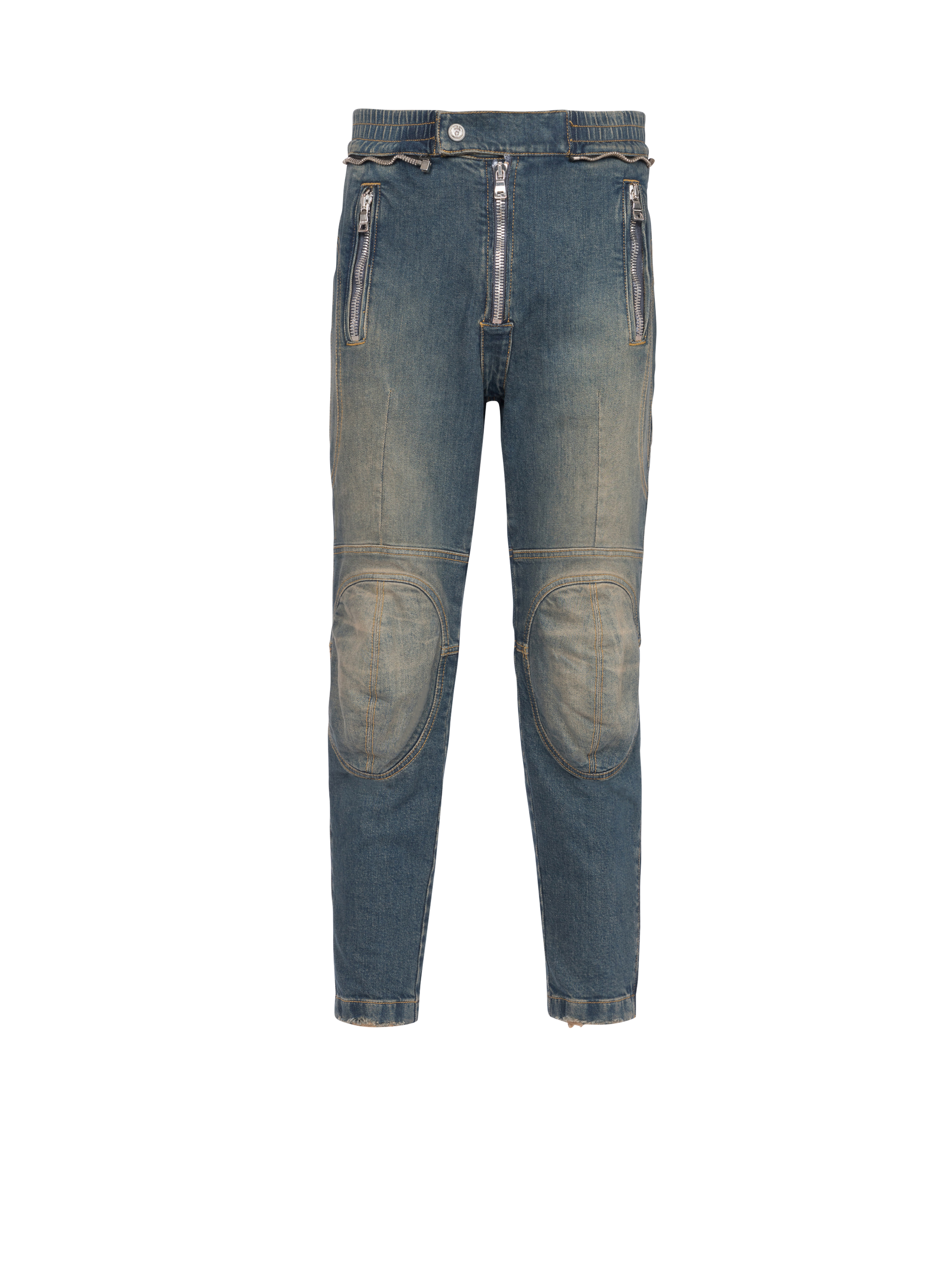Jeans in cotone con strappi, blu