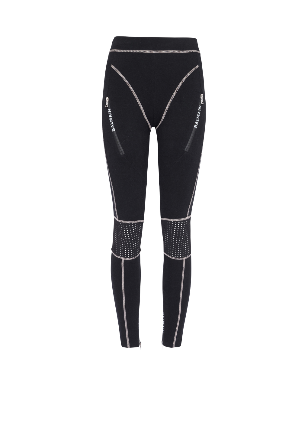 Leggings in jersey con monogramma Balmain, nero, hi-res