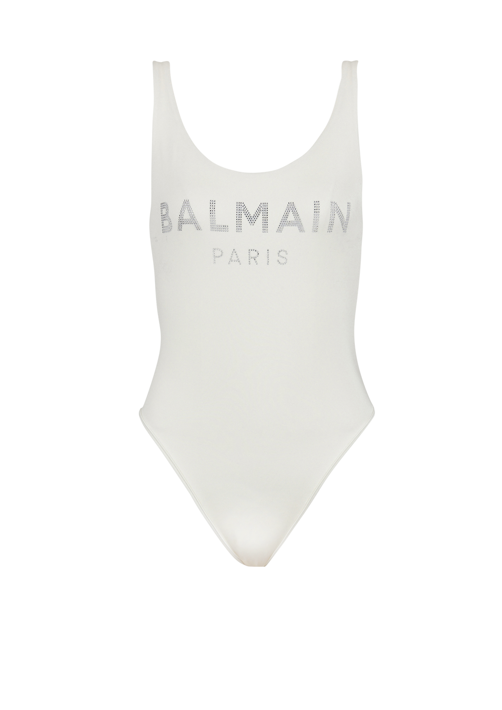 Costume da bagno con logo Balmain, bianco, hi-res