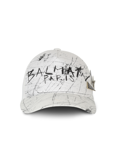 Cappellino in cotone con logo Balmain graffiti