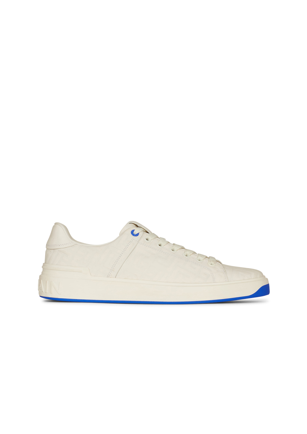 Sneakers B-Court in pelle con monogramma goffrato, bianco, hi-res
