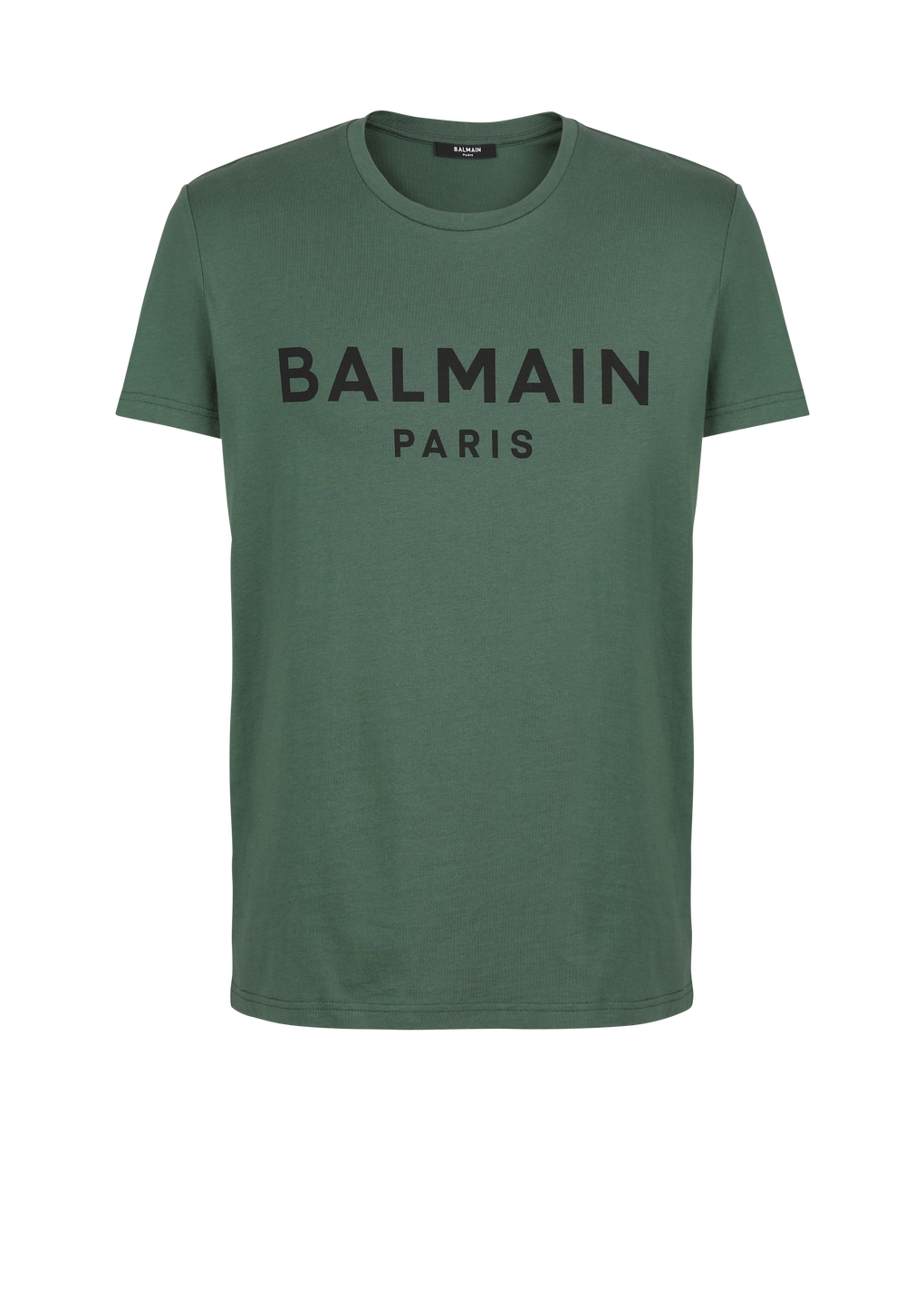 T-shirt in cotone con logo Balmain Paris, verde, hi-res