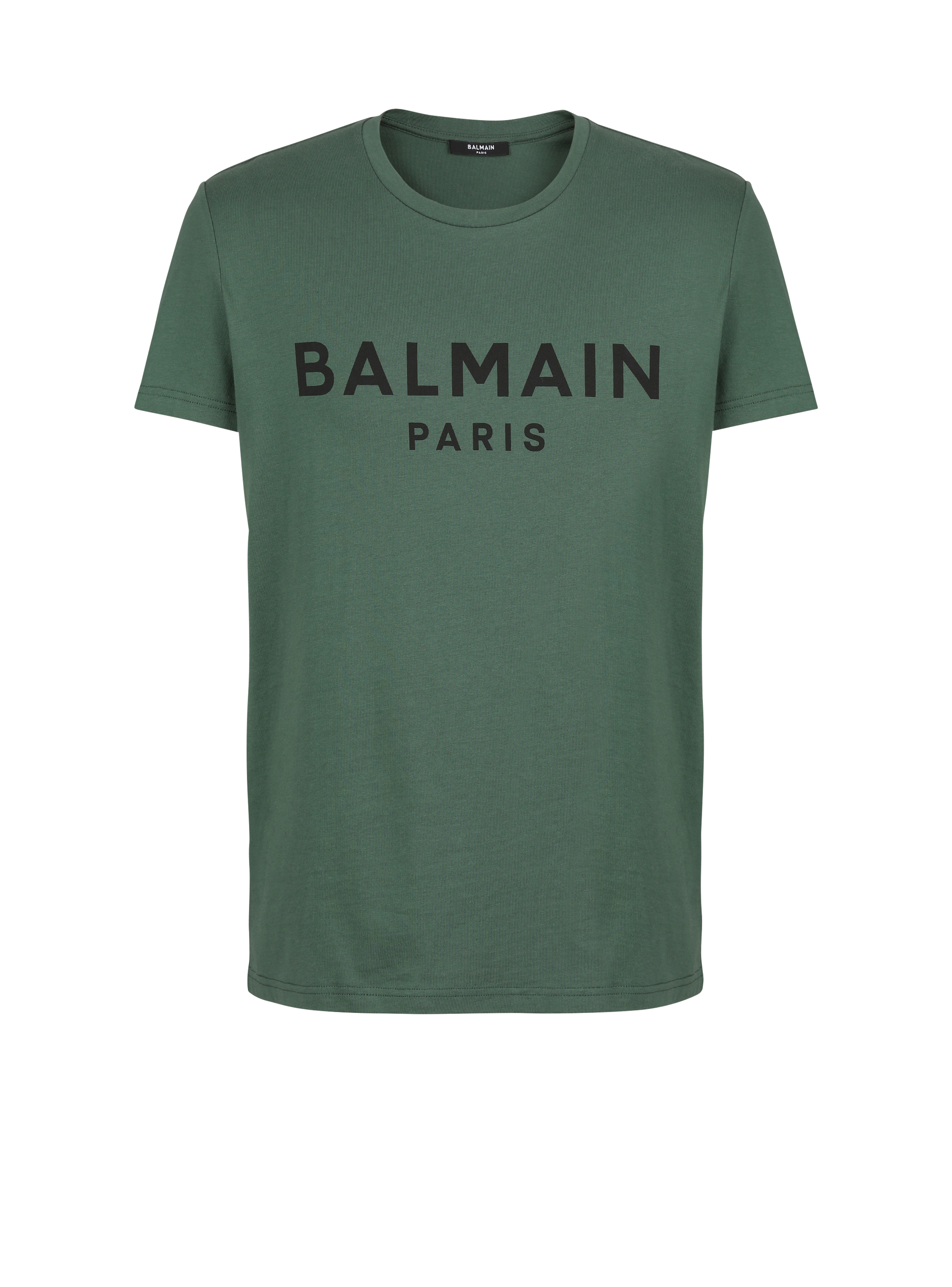 T-shirt in cotone con logo Balmain Paris, verde