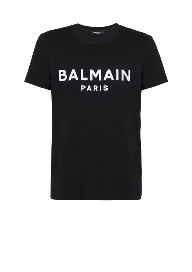 T-shirt in cotone con logo Balmain Paris floccato