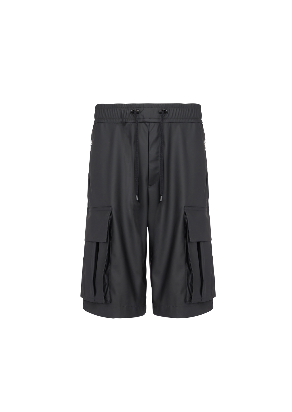 Shorts in tessuto spalmato, nero, hi-res