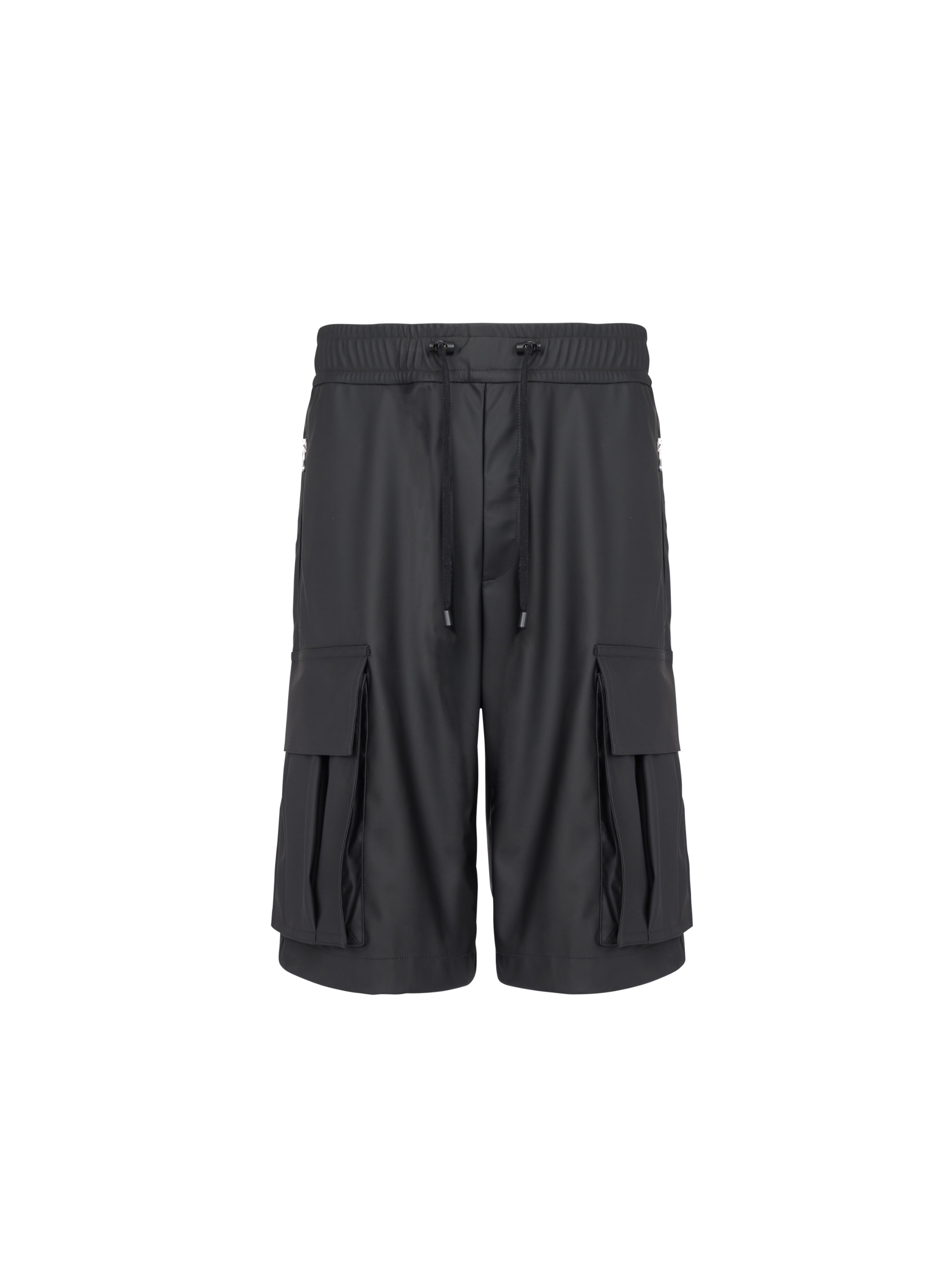 Shorts in tessuto spalmato, nero