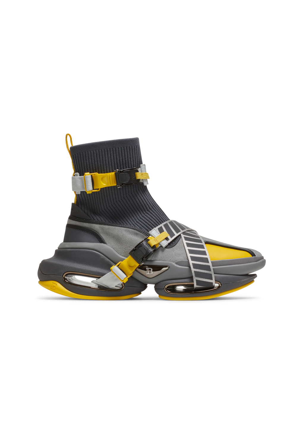Sneakers alte B-Bold con cinturino in maglia e camoscio, giallo, hi-res