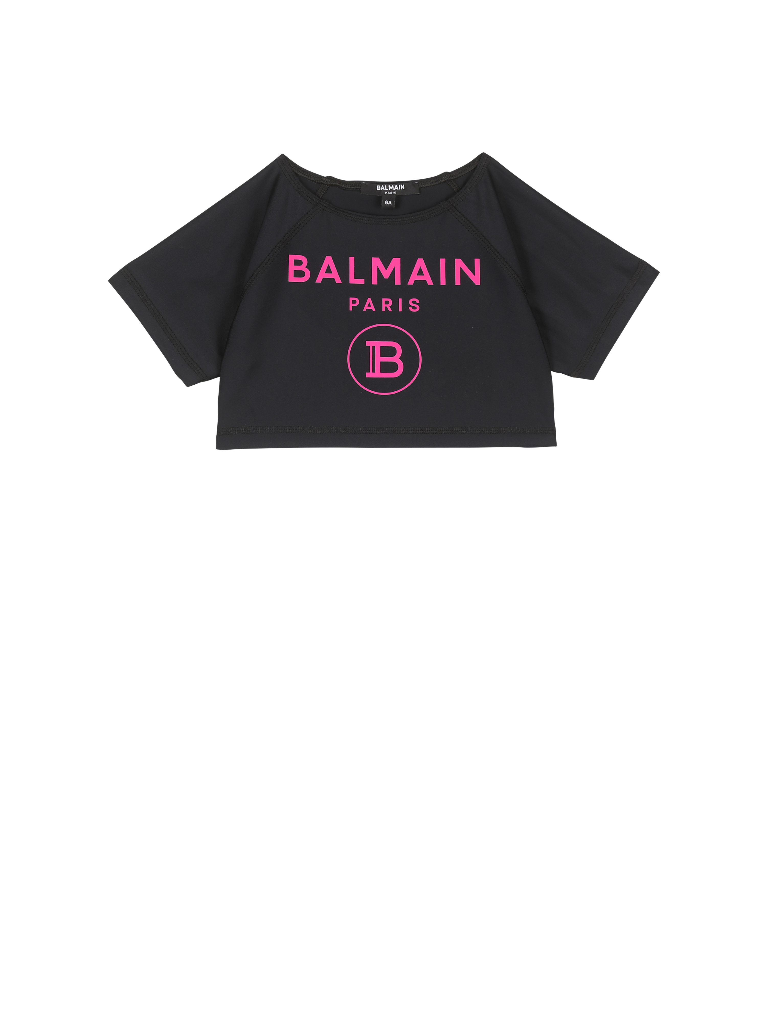 T-shirt da bagno con logo Balmain, nero