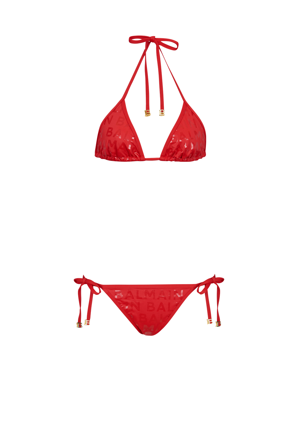 Bikini con logo Balmain, rosso, hi-res