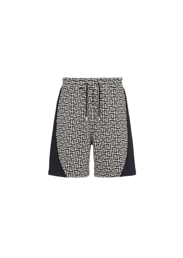 Shorts in cotone con monogramma Balmain e logo in velcro