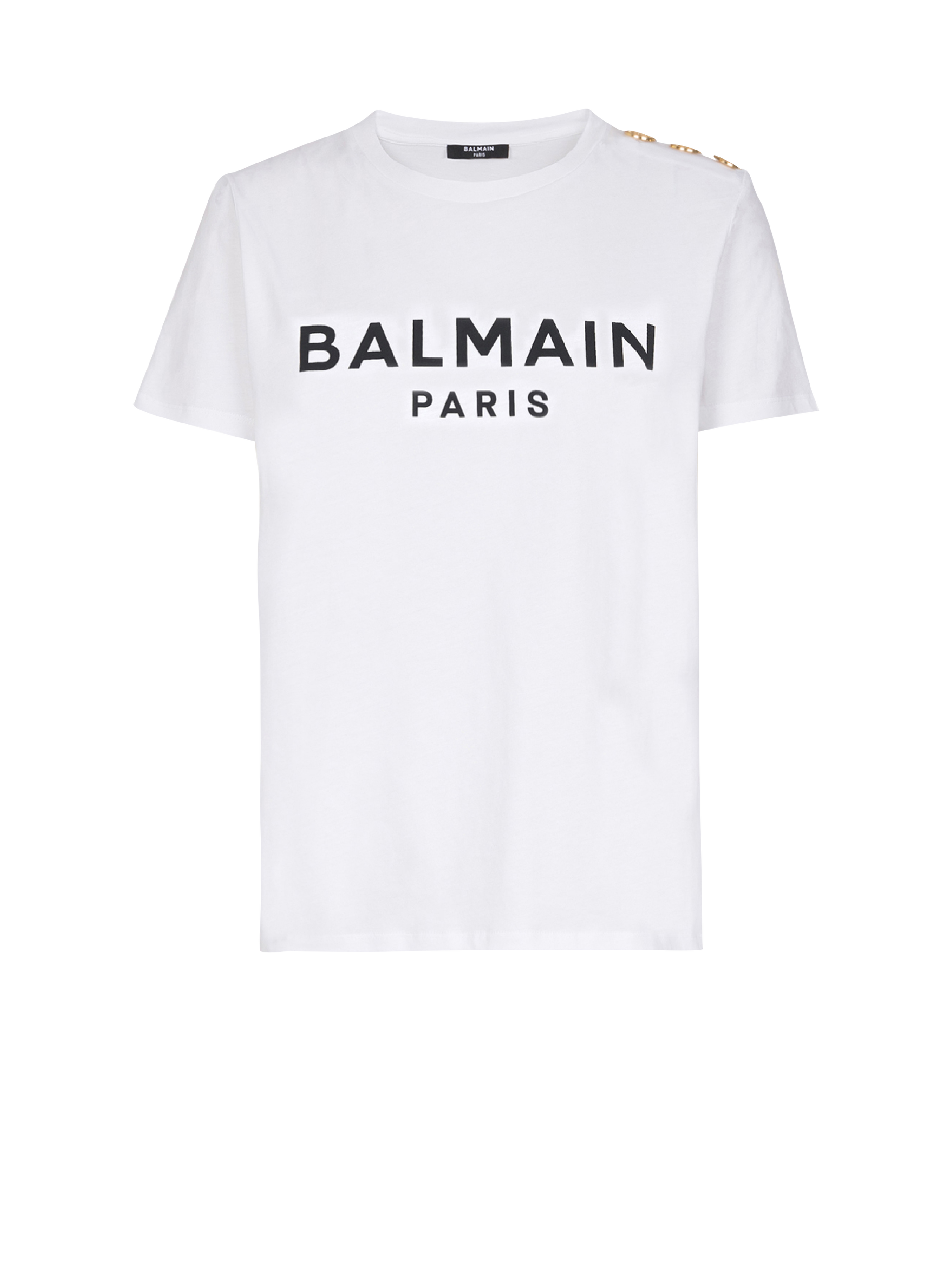 T-shirt in cotone con logo Balmain, bianco