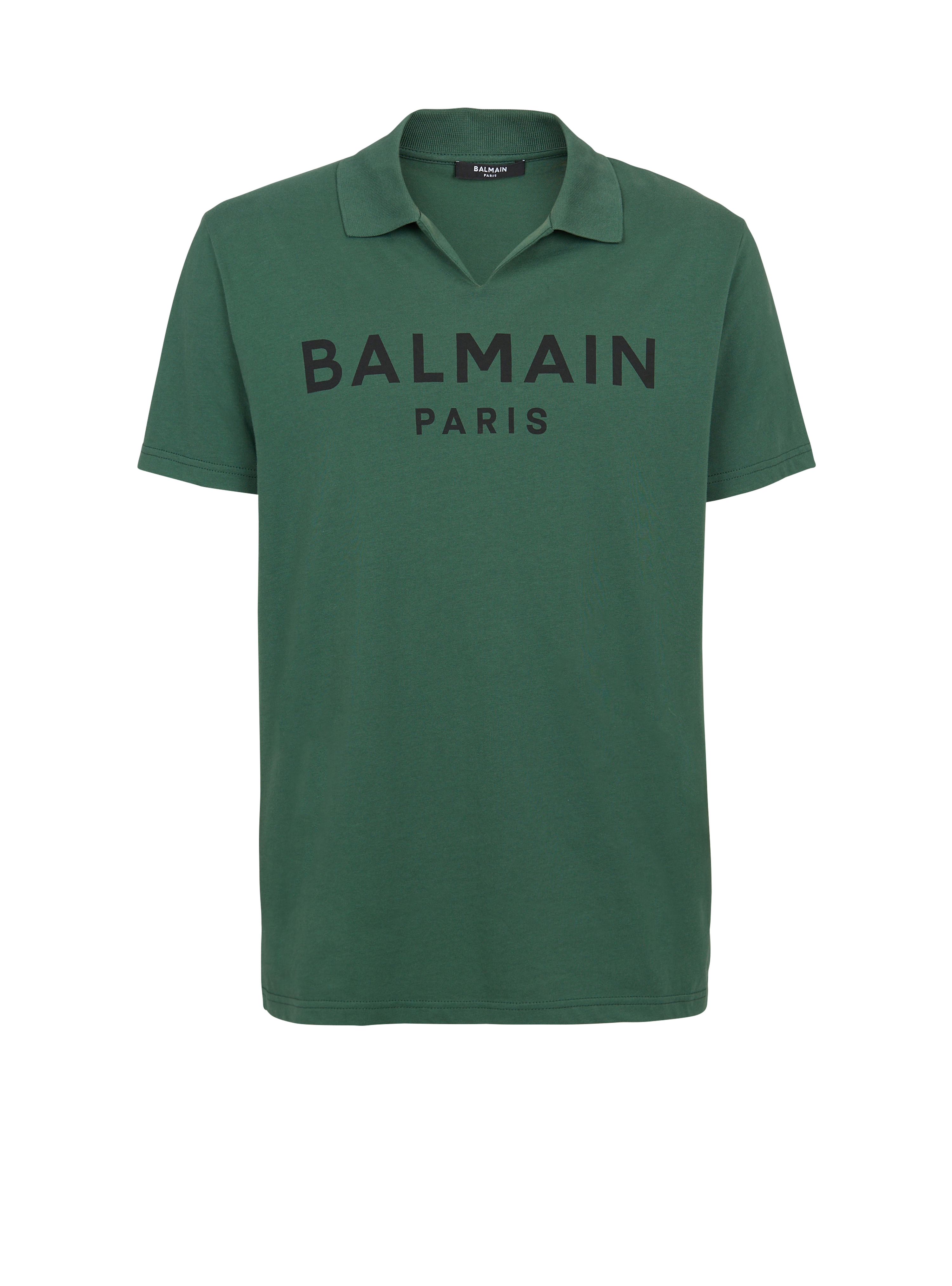 Polo in cotone con logo Balmain nero, verde