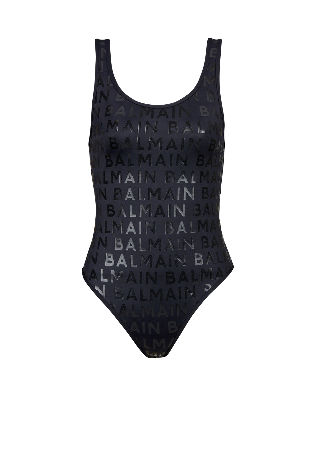 Costume da bagno con logo Balmain, nero, hi-res